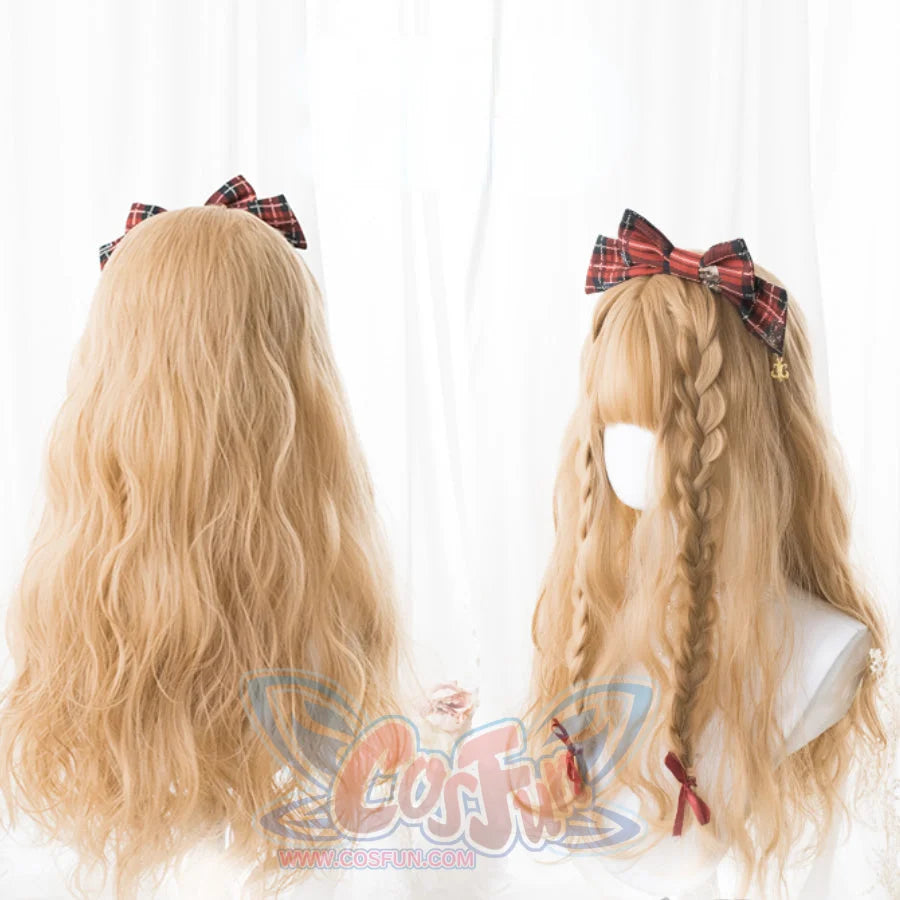 Harajuku Style Soft Girl Long Brunches Curly Wig S22902 White Tea Color