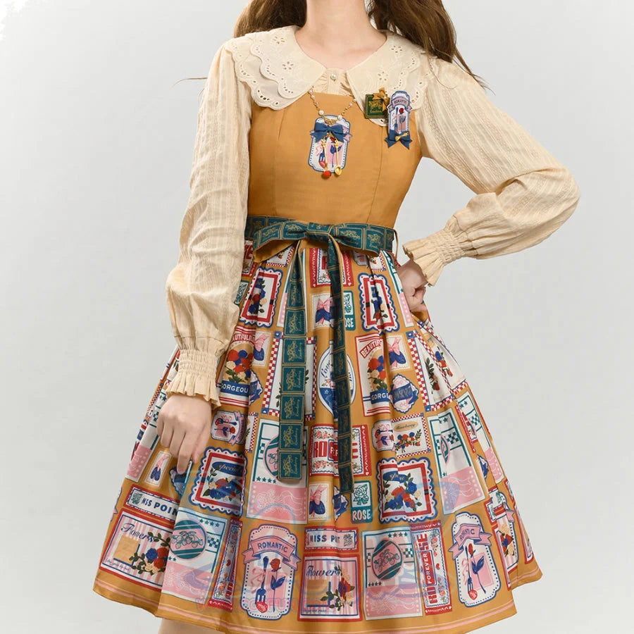 American Style Vintage Daily Lolita Jumper Skirt - cosfun