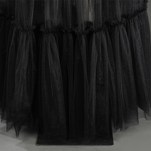 Addams black evening dress showing layered mesh tulle details