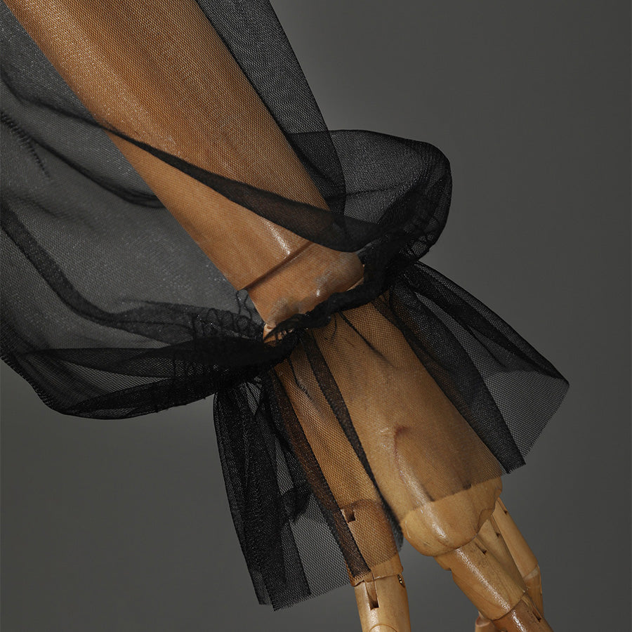 Addams black evening dress cuff detail