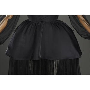 Addams black evening dress underskirt layeringg dress waist and skirt construction detail