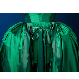 Agnes DeMille cosplay costume waist detail showing green satin sash with bow and skirt