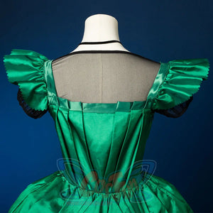 Agnes DeMille cosplay costume back bodice close-up with ruffled sleeves and inner shirt