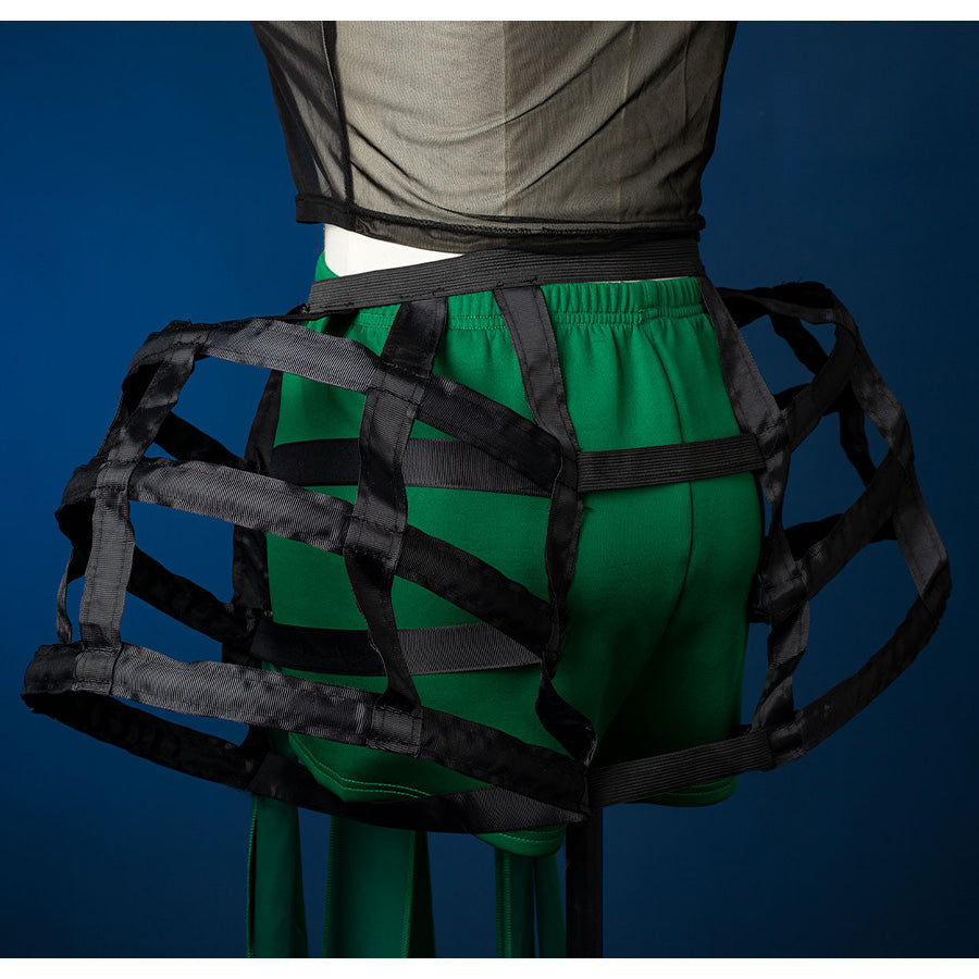 Agnes DeMille cosplay costume back petticoat view with ribbon detail and green short leggings