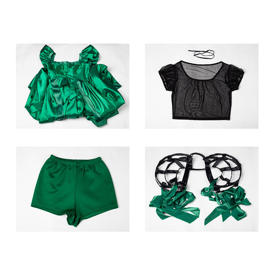 Agnes DeMille cosplay costume complete set with dress, inner shirt, petticoat, and short leggings