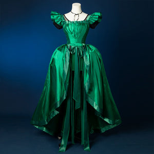 Agnes DeMille cosplay costume green satin ball gown full front view