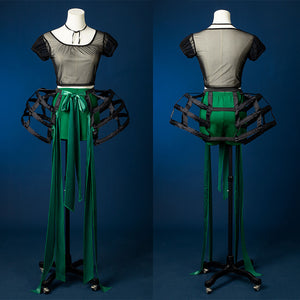 Agnes DeMille cosplay costume inner shirt comparison front and back with petticoat