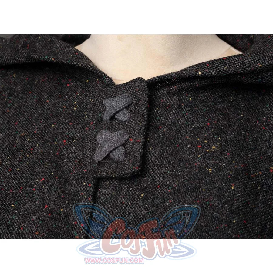 Extreme close - up of the Ahsoka cosplay cloak’s fabric, showcasing its textured, speckled pattern.