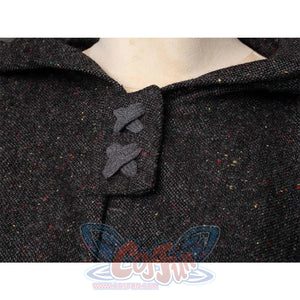 Extreme close - up of the Ahsoka cosplay cloak’s fabric, showcasing its textured, speckled pattern.