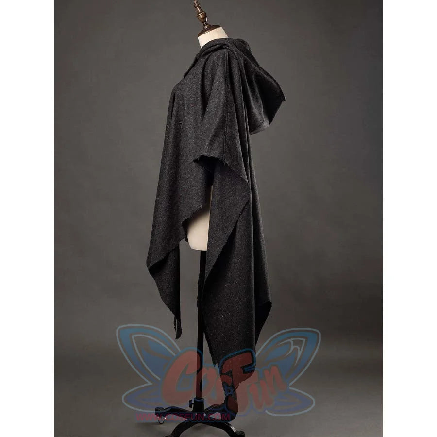 Side view of the Ahsoka cosplay cloak, emphasizing the hood’s shape and the cloak’s asymmetrical cut.