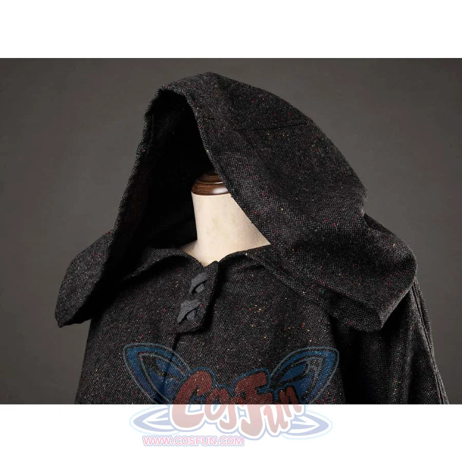 Close - up of the hooded Ahsoka cosplay cloak, showcasing the textured fabric and the cloak’s fastening detail.