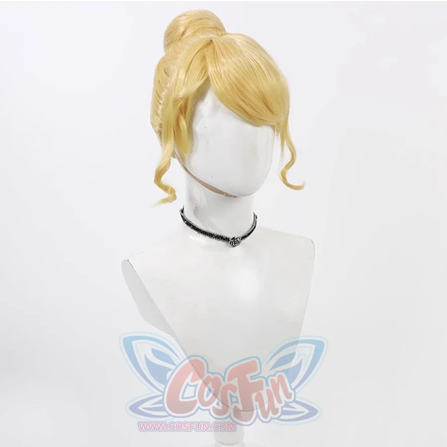 The bangs of the wig are slightly curly, and there are also long curly sideburns on both sides, there is an elastic band at the bottom to fix the wig.