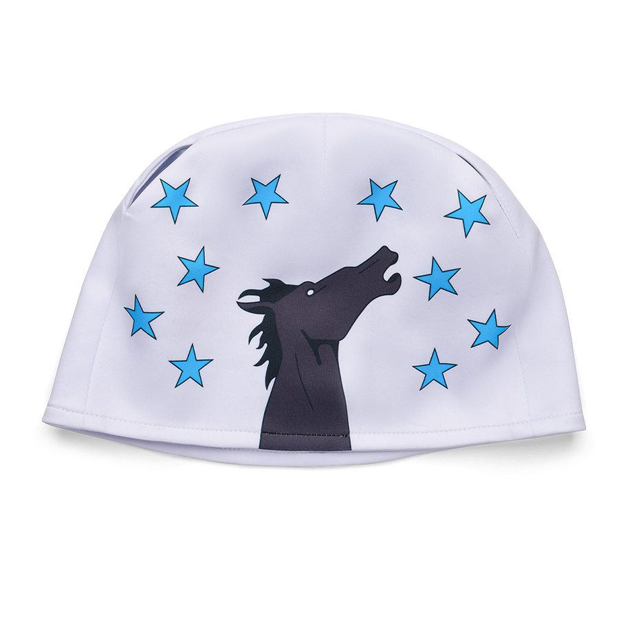 Anime Johnny Joestar Cosplay Costume, a hat with a blue star and black horse print.