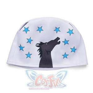 Anime Johnny Joestar Cosplay Costume, a hat with a blue star and black horse print.
