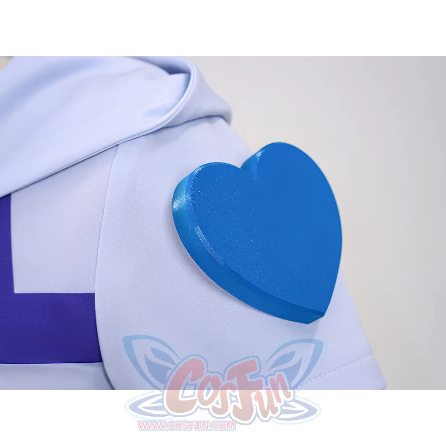 Anime Johnny Joestar Cosplay Costume, white hooded T-shirt with heart props on both shoulder.