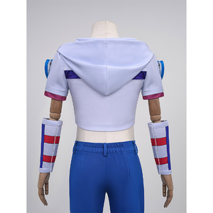 Anime Johnny Joestar Cosplay Costume, the clothes are fitted and have a cropped design.