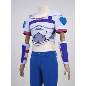 Anime Johnny Joestar Cosplay Costume, the hood T-shirt has a gray and black print on the front.