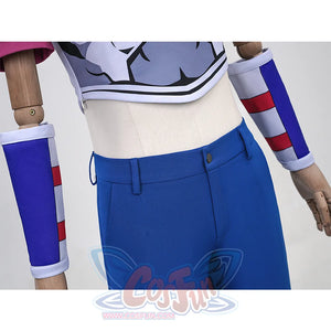 Anime Johnny Joestar Cosplay Costume, the blue pants have a simple design.