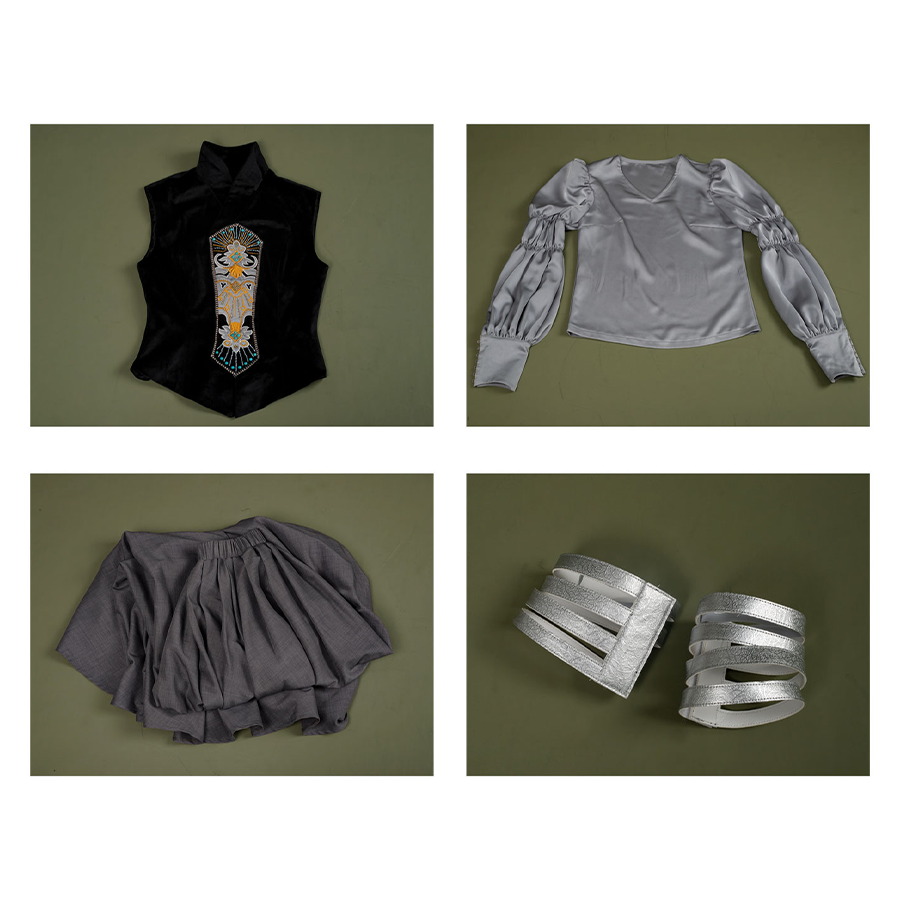 Attack of the Clones Padmé Amidala Cosplay Costume, includes top, vest, skirt, armlet.