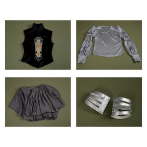 Attack of the Clones Padmé Amidala Cosplay Costume, includes top, vest, skirt, armlet.