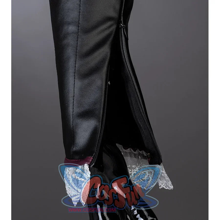 Baldur’s Gate 3 Astarion Cosplay Costume cuffs,  the lower part of sleeves is black PU leather with white lace cuffs, zippers on sleeves.