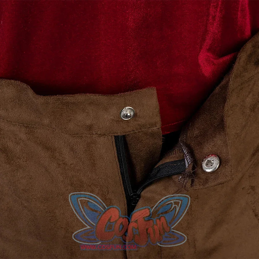 Baldur’s Gate 3 Astarion Cosplay Costume pants, the upper part of the pants is brown, and use zipper and snap button.