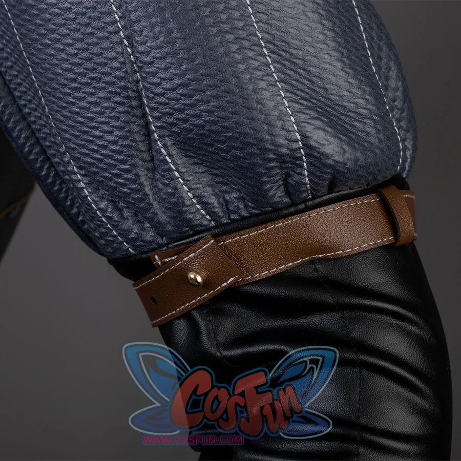 Baldur’s Gate 3 Astarion Cosplay Costume sleeves,  the upper part of sleeves is blue and the lower part is black, the connecting part has a brown armband.