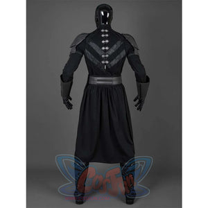 Shows the back of the Baylan Skoll cosplay costume without the cloak, highlighting the detailed stitching and armor on the tunic.