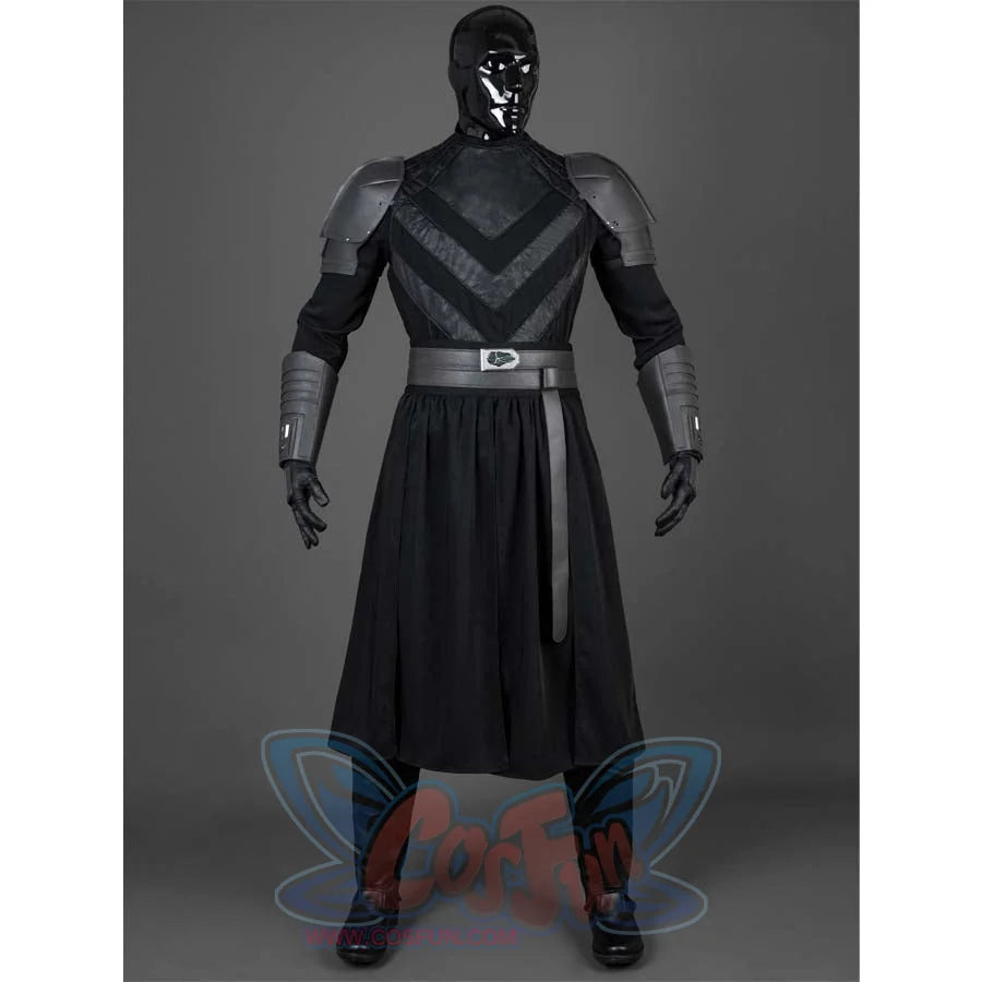 Displays the Baylan Skoll cosplay costume without the cloak, emphasizing the armored tunic, belt, and pants.