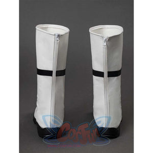 Back view of Ben Grimm cosplay boots, showing the zippers and the combination of white and black.