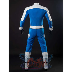 Full back view of the Ben Grimm costume, highlighting the blue and white jumpsuit design, white belt, and the “4” emblems on the legs.