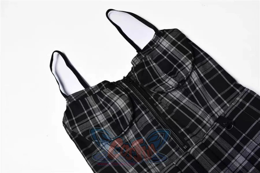 Gothic Grunge Spaghetti Strap Plaid Mini Dress Mp005895 Dress