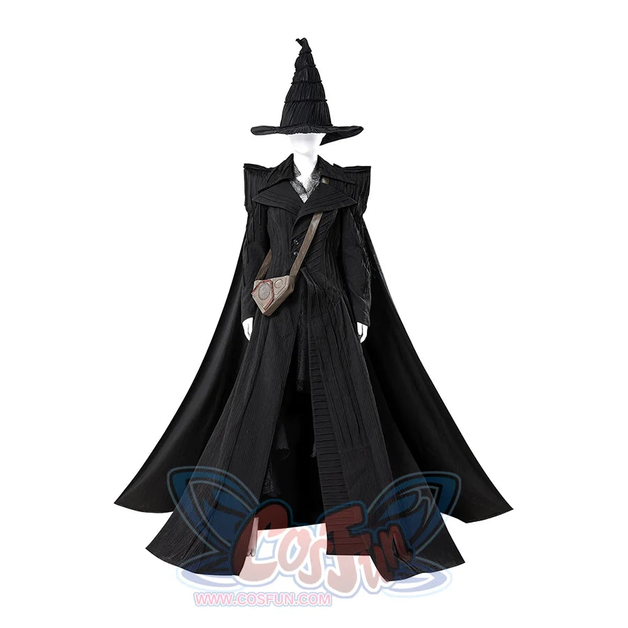 Detail of Elphaba cosplay costume embroidered fabric patches and decorative elements