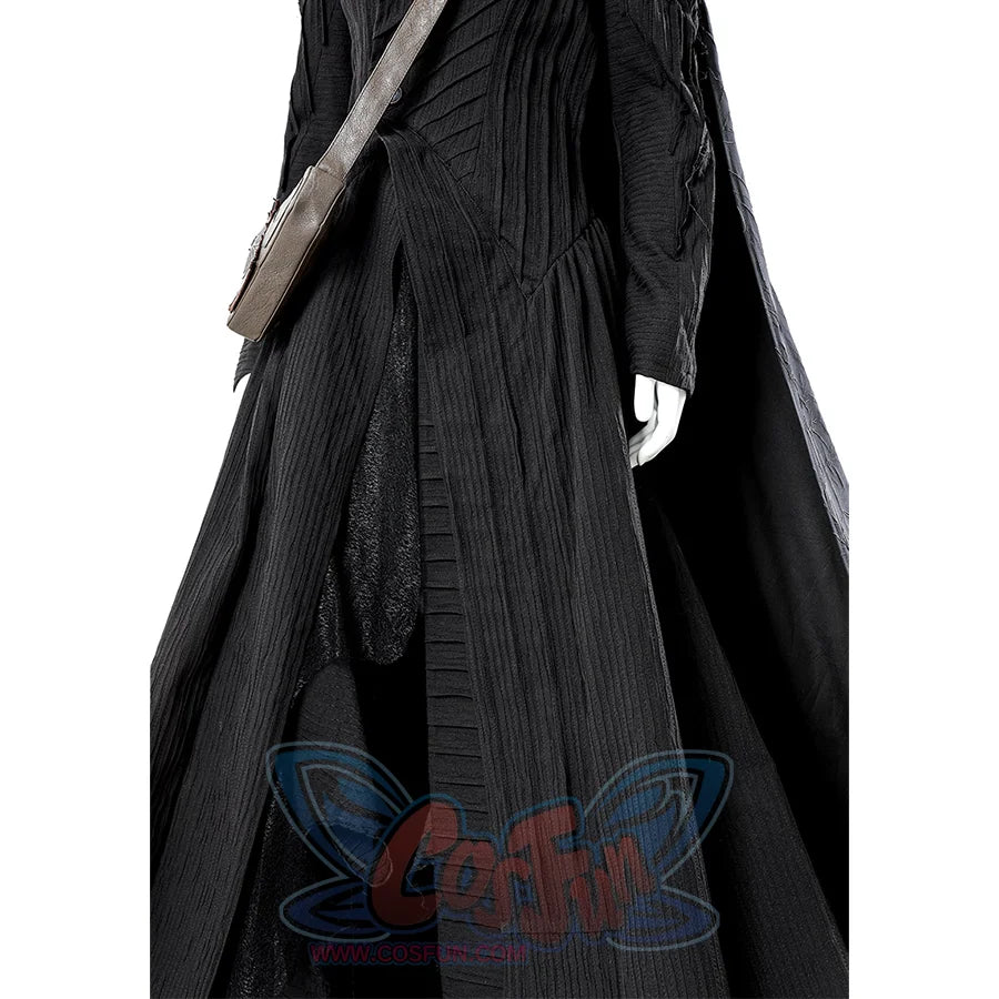 Detail shot of Elphaba cosplay costume shoulder strap and bag attachment mechanism