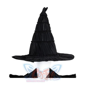 Elphaba cosplay costume dress hem detail displaying pleated chiffon and stitching quality