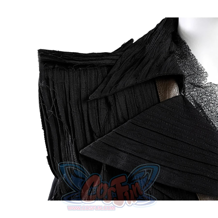 Elphaba cosplay costume trench coat detail showing lapel design and fabric texture