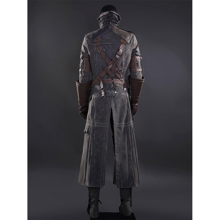 Bloodborne Yharnam Cosplay Costume back view displaying crossed ammunition straps