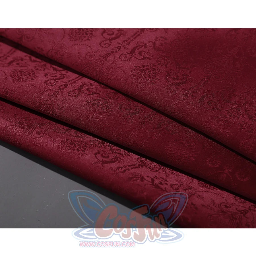 Cainhurst Knight cosplay costume skirt fabric with rich burgundy damask pattern and elegant draping