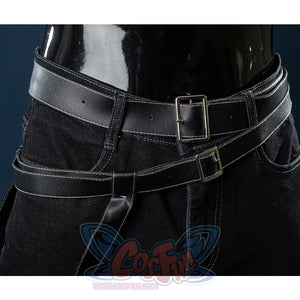 Bloodborne Hunter Ludwig Cosplay costume's pants is black denim with same color belt. 