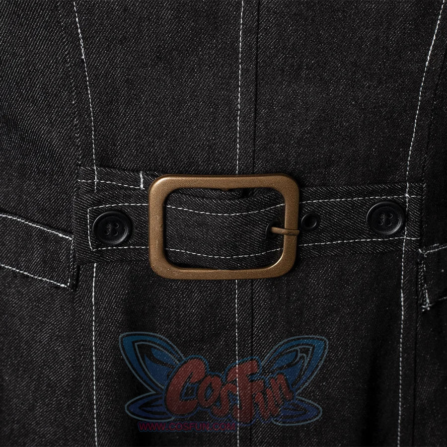 Bloodborne Hunter Ludwig Cosplay costume coat is long and black , there is a metal buckle on the back of the coat to adjust the waist.