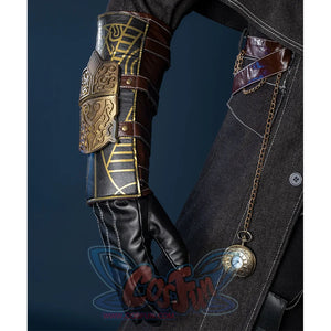 Bloodborne Hunter Ludwig Cosplay costume's hand guards is also black and gold, with a metallic texture and complex texture decoration on the front.