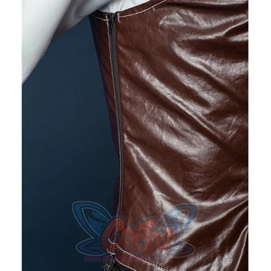 Bloodborne Hunter Ludwig Cosplay costume's tight brown PU leather vest with zipper on the side.