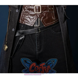 Bloodborne Hunter Ludwig Cosplay costume's main colors is black, and he wears a dark long coat, the vest is made of heavy leather, with a lot of belts and decorative belts on the clothes, and tight PU pleather pants with black belt.