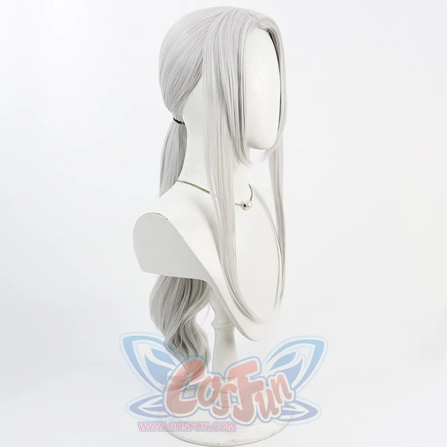 Bloodborne Hunter Maria Cosplay sliver-white wig with long sideburns, left side view