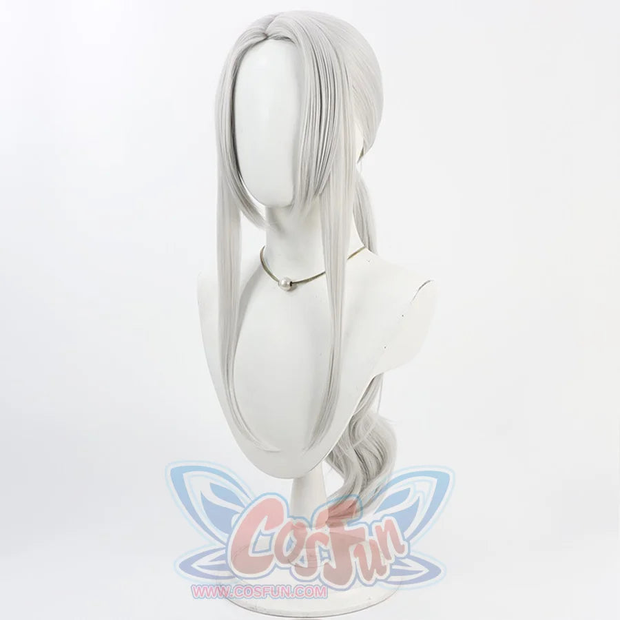 Bloodborne Hunter Maria Cosplay wig, long sliver-white hair with middle-parted bangs