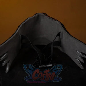 An extreme close-up captures the Body Party helmet’s sharp, spiked edge and textured material, leveraging the warm background to highlight its menacing craft