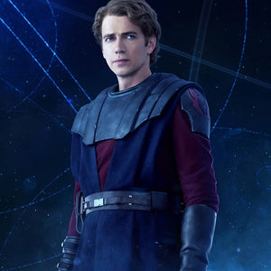 COSFUN Ahsoka Anakin Skywalker cosplay costume layers dark chest armor over a maroon tunic with utility belt.