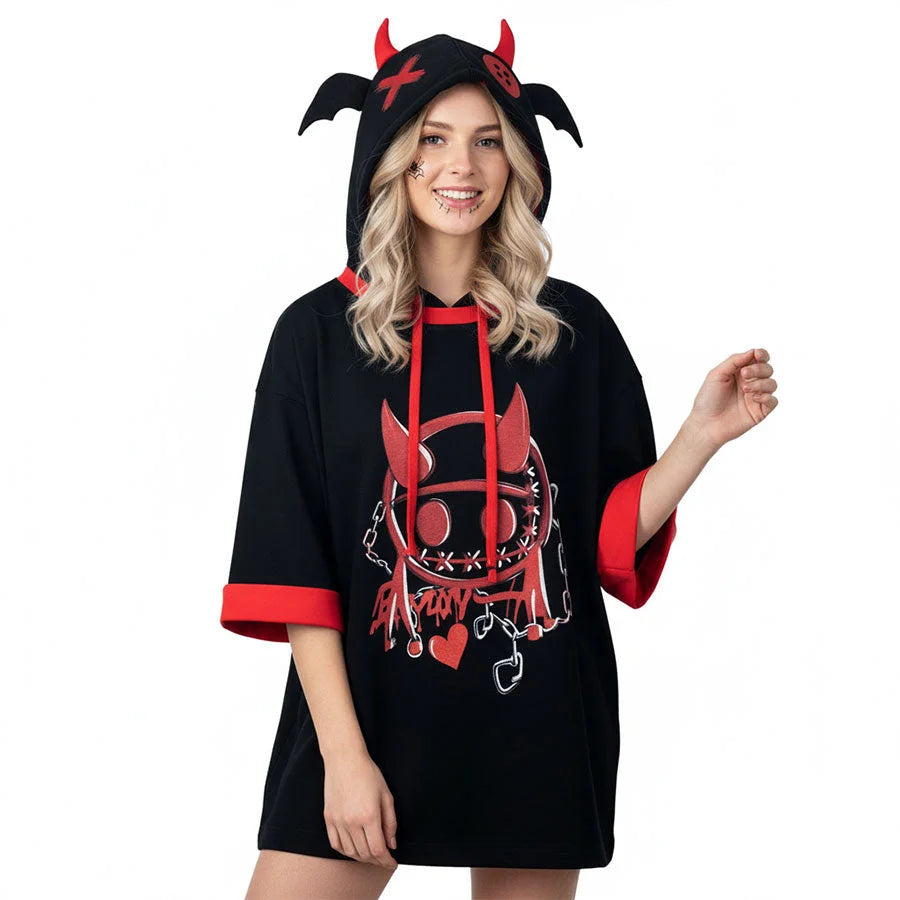 【PRE-SALE】COSFUN Original Little Devil Cosplay Short Sleeve Hooded Sweatshirt FAN0015 Sweatshirt