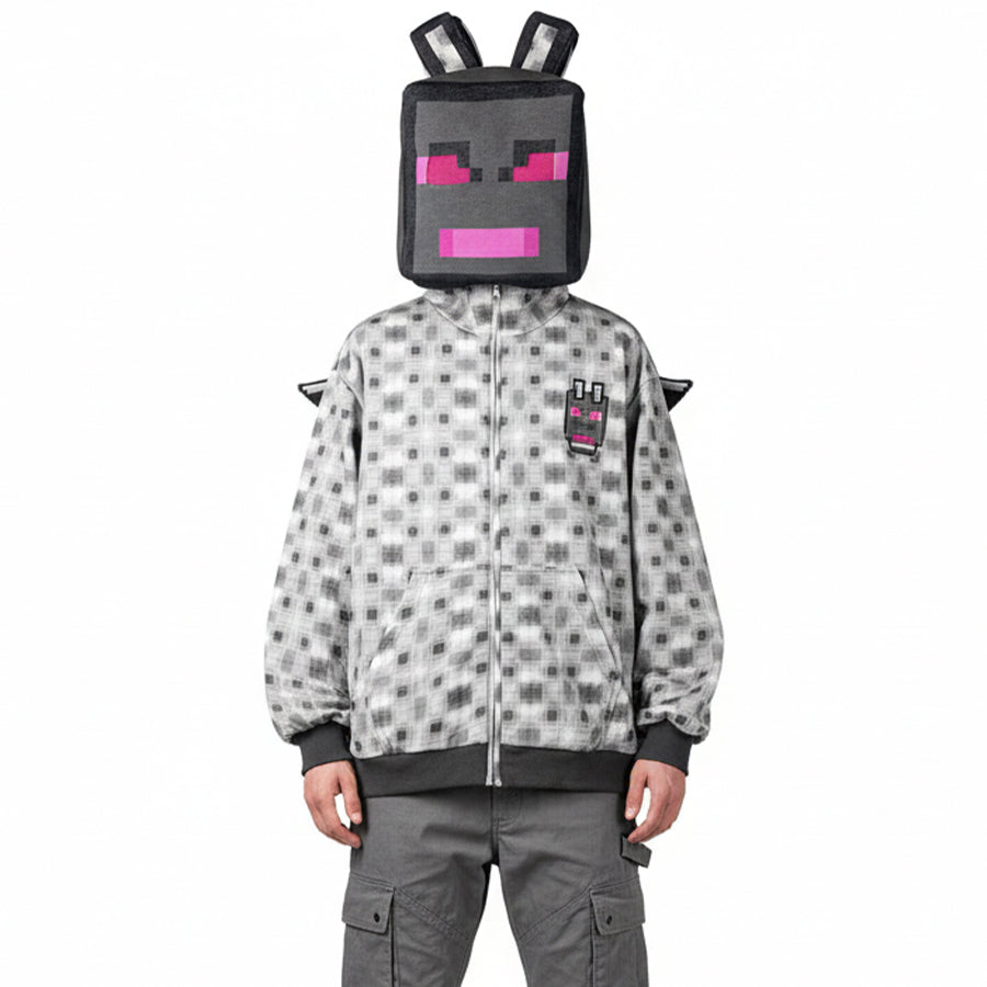 Full zip hoodie looks like Ender Gragon from Minecraft
