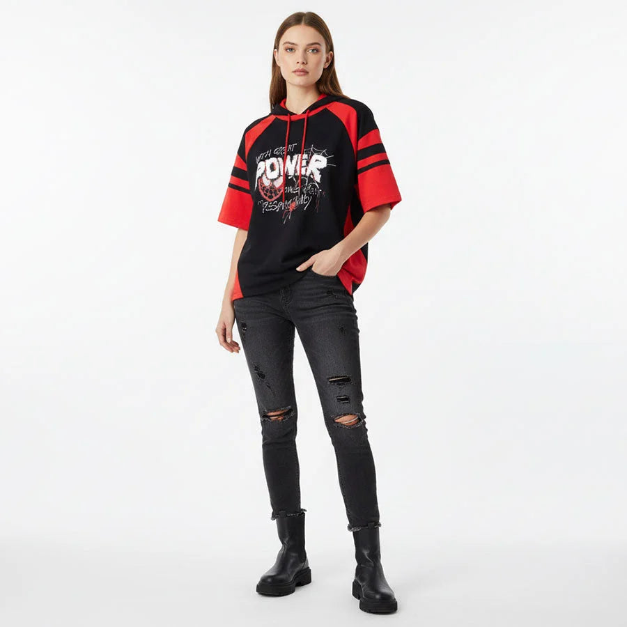 【PRE-SALE】COSFUN Original Spider Theme Cosplay Short Sleeve Hooded Sweatshirt FAN0014 Sweatshirt